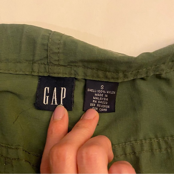 Men’s unisex Gap Y2k green nylon stripe track pants wide leg adjustable belt - Picture 7 of 16